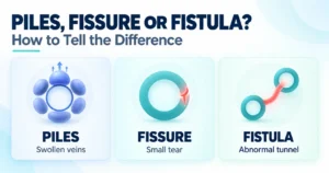 Difference between piles fissure and fistula explained by a proctologist in Bangalore